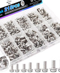 Heavy Duty Terminal Block Screws Kit 215 Pieces M3 M3.5 M4 M5 Nickel Plated With Square Washers For Electrical Panels