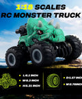 1:18 Scale Monster Truck RC Car With Music Mist Spray And LED Lights 4WD Remote Control Stunt Truck For Boys 4-7 Dino Theme