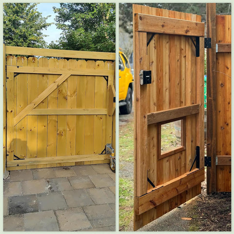 Beefy Heavy Duty Anti Sag Gate Kit With Gate Latch 120 Pound Capacity Twin Pack Triangular Steel Frame Bracket Set