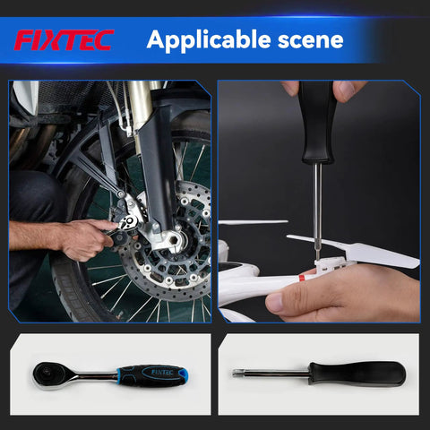 Using 46 Piece One Quarter Inch Drive Socket Ratchet Wrench Set With Metric Sockets And Bit Set fixing bike and drone