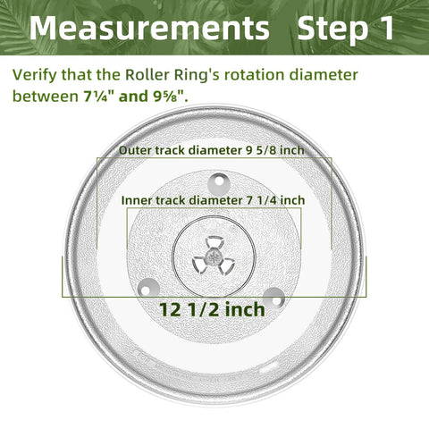 Diagram of 12 And A Half Inch Microwave Turntable Replacement Glass Plate dimensions for Frigidaire 5304509437 5304525313