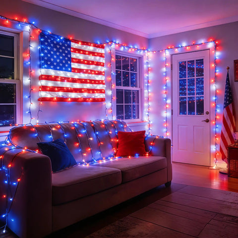Lit Color Changing RGB Christmas Lights 66 Feet 200 LED Outdoor Indoor String Lights With Music Sync decorating living room