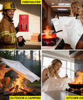 4 Pack Fire Blanket 40x40 Inches Fiberglass Emergency Fire Safety For Home Kitchen Grill Car Garage Office School Welding And Outdoor Use Smothers Fires Quickly And Helps You Escape Safely in action.