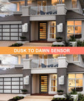 Auto On Outdoor Wall Lantern With Dusk To Dawn Sensor Seeded Glass Sconce installed on modern house outdoors