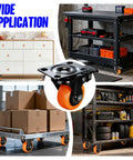 2 Inch Swivel Caster Wheels Set Of 4 Featuring Dual Lock Brakes shown on various carts and furniture for easy movement.