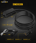 Tough As Nails Seven Pin Trailer Wiring Harness With Eight Foot Extension Cable And Weatherproof Junction Box dimensions with cable lengths.