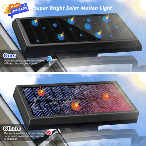 Solar Motion Sensor Flood Light With 210 LEDs Delivers 2500 Lumens Of Dope Outdoor Lighting showing protective glass panels