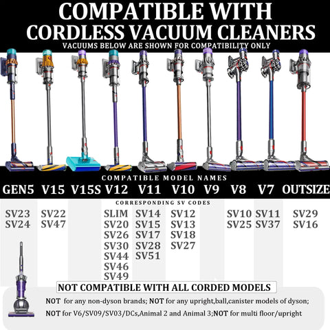 All In One Attachments Kit for Cordless Vacuum Cleaners Fits Gen5 V15 V15s V12 V11 V10 V9 V8 V7 and More compatibility chart