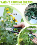 Two Piece Garden Pruning Set Featuring An 8.5 Inch Bypass Pruning Shear And 6.25 Inch Precision Snip in use for plant care