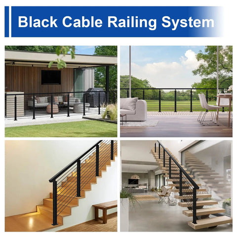 100 Pack Top Shelf Beveled Cable Railing Grommets 30 Degree Rubber Protector Sleeves For Metal And Wooden Posts Fits 1 8 5 32 And 3 16 Inch Stainless Steel Cable No Sweat Install displayed on decks and stairs.