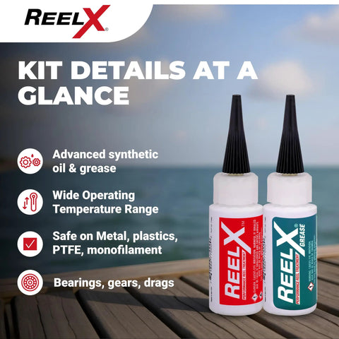 Marine Grade Reel Oil And Grease Kit With Precision Applicators For Bearings And All Reel Types 1 Oz Bottles on Deck