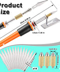Honoson electric hot knife cutter with orange handle and metal stand; includes 14 blades and 3 chuck sleeves