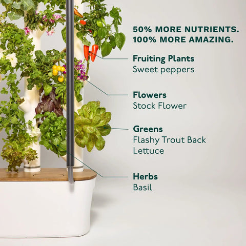 Indoor Vertical Hydroponics Kit For Home Gardening With LED Grow Lights Grows 30 Non GMO Plants Herbs And Vegetables In Just 2 Sq Ft