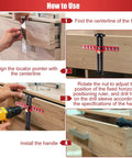 Adjustable Cabinet Hardware Jig And Handle Template Tool crafted from heavy duty aluminum used to align holes for precision drilling.