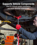 Side view of Sunex 6809A underhoist support stand with red screw handle under a vehicle.