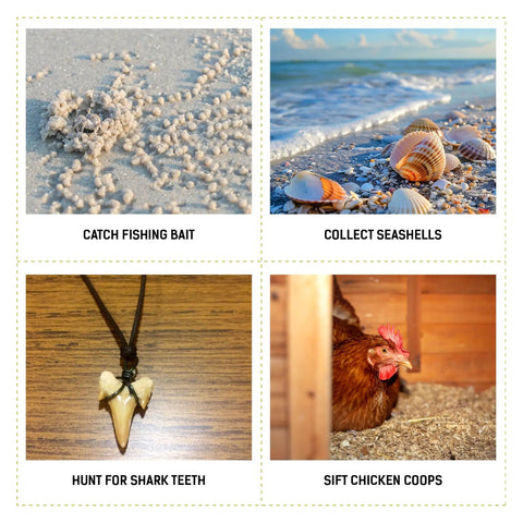 52 Inch Heavy Duty Beach Rake With Large 16 Inch Basket For Collecting Sand Fleas, Seashells, Shark Teeth, And Crabs, Non Slip Ergonomic Handle, Ultimate Beach Sifter Tool For Treasure Hunting, Shelling, And Tidepool Finds