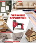Rock Solid Pneumatic Staple Gun For Carpentry And Diy Projects Smooth Shooting 22 Gauge Air Powered Crown Nailer on display for upholstery and DIY use.