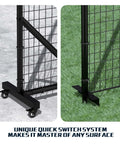 Heavy Duty Ball Stop Net System 40Ft By 12Ft 2 In 1 Portable Backstop Net on wheels, freestanding on concrete and grass
