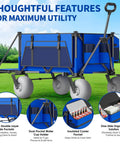Side view of Heavy Duty Beach Wagon With Big Wheels For Sand 450 Lb Load Foldable Cart With 9 Inch All Terrain Inflatable Tires