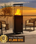 41,000 BTU Propane Patio Heater With Lockable Wheels And Weather Cover, CSA Certified Outdoor Heater for backyard use