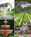 Landscape collage with Must Have 15W Solar Fountain Pump With 190GPH Flow Submersible Solar Powered Water Pump and water features