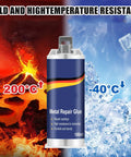 Heavy Duty Metal Repair Glue Set Go To Iron Steel Aluminum Plastic Ceramic Wood Bonding Sticks Like A Boss And Stays Cold And Heat Resistant Casting Repair Quick Fix 2 Pack shown with temperature range from -40°C to 200°C