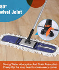 Heavy Duty 24 Inch Commercial Dust Mop With 59 Inch Extendable Handle For Hardwood And Marble Floors, shown on wooden floor