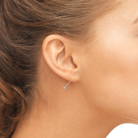 Side view of ear with Two Piece Piercing Taper Set For 20G Flat Back Insertion Tools Stainless Steel Threadless Insertion Pins