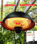 Infrared Hanging Patio Heater for Indoor Outdoor Use, Ceiling Mount, 3 Heat Settings 600W/900W/1500W installation view