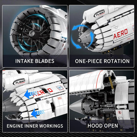 Realistic Turbofan Aircraft Engine Model Kit With Motor Build Your Own Engine STEM Project For Teens And Adults 14 Plus 1786 Piece