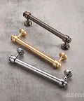 Top Shelf Brushed Brass Cabinet Pulls With Slick Matte Gold Finish And Kickass Durability Built For No Sweat Kitchen Drawer Upgrades Comes In A Five Piece Set Of Premium Heavy Duty Handles in three finishes.