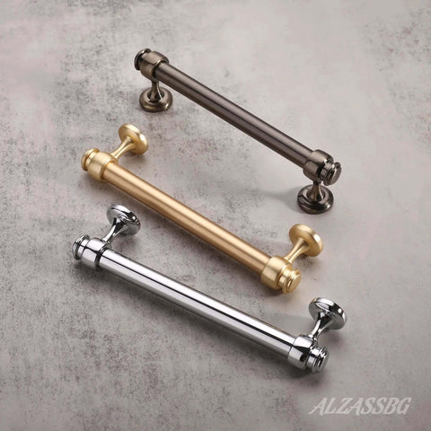 Top Shelf Brushed Brass Cabinet Pulls With Slick Matte Gold Finish And Kickass Durability Built For No Sweat Kitchen Drawer Upgrades Comes In A Five Piece Set Of Premium Heavy Duty Handles in three finishes.