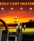 6800 BTU Propane Golf Cart Heater 2 In 1 Outdoor Heater with Cup Holder Mount and Cylinder Base on golf cart at sunset