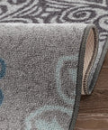Non Slip Stair Treads Carpet Floral Gray Peel And Stick Set Of 13 8x30 Inches showing floral pattern and texture