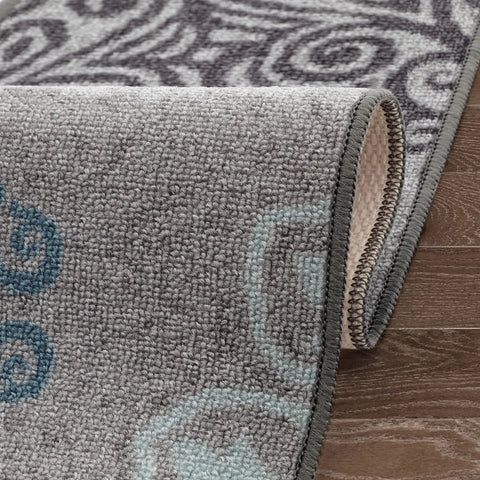 Non Slip Stair Treads Carpet Floral Gray Peel And Stick Set Of 13 8x30 Inches showing floral pattern and texture