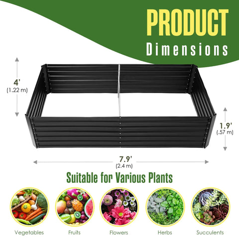 Durable Galvanized Steel Raised Garden Bed For Outdoor Gardens 8x4 Feet Open Bottom Planter Box With 440 Gallon Capacity