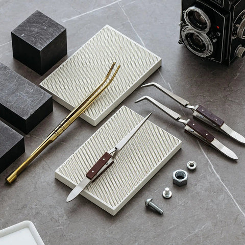 6 Piece Jewelry Soldering Kit With 2 Honeycomb Ceramic Soldering Blocks, Copper Tongs, And 3 Reverse Tweezers For Jewelry Making