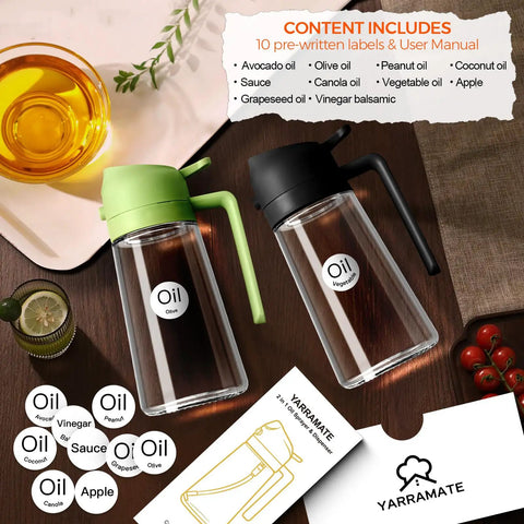 Smooth Operator Sixteen Oz Glass Olive Oil Spray Bottle With Dual Pour And Sprayer Function Drip Free Build For Grilling Roasting And Healthy Cooking Bpa Free Matte Black Kitchen Ace on wooden table.