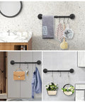 Industrial Pipe Towel Bar Wall Mount For Bathroom Built To Last Heavy Duty Rustic Iron Towel Rack Holder DIY Home Hardware Accessory 18 Inch Black Must Have For Towels Robes And More displayed with towels and accessories
