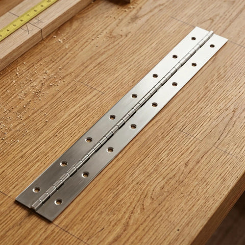 4 Pack Piano Hinges 15.7 x 2 Inches Stainless Steel Continuous Hinge on wooden surface