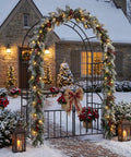 7ft Metal Garden Arbor With Gate Two In One Trellis For Climbing Plants Wide Sturdy Outdoor Arch Pathway Entrance Christmas Decor