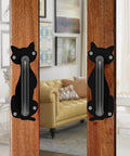 Heavy Duty 8.5 Inch Steel Door Handle Set for Gate Fence Barn Doors Closets and Garages Black Coated Pull Handle cat shape