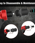 Heavy Duty Pop Rivet Gun Tool Kit With 360 Degree Swivel Head disassembly illustration featuring nosepiece components