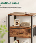 Two Pack Nightstand Set With Fabric Drawers And Mesh Shelf, Open Storage, And Sturdy Metal Frame In Rustic Brown with items