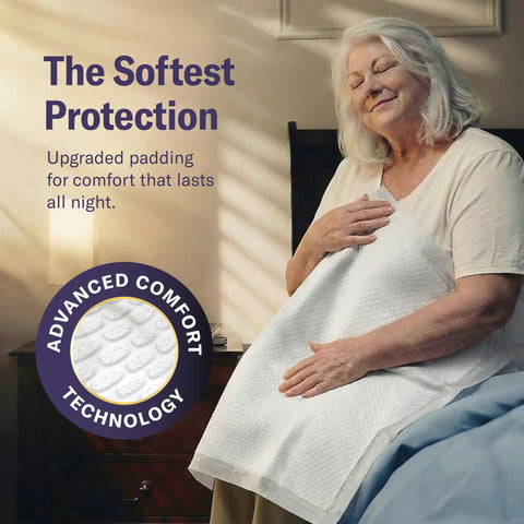 Boss Level Heavy Duty Disposable Adult Incontinence Underpads XXX Large 36 By 36 Inch, soft padding shown in use.