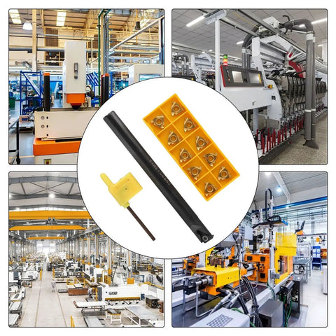 Lathe Internal Thread Boring Bar With 10 16IRAG60 Carbide Inserts SNR0013M16 for CNC Turning; includes tool holder, inserts, and wrench