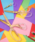 Go-To Everyday Office And Craft Scissors With Titanium Coated Blades And Clear Ergonomic Handles, Durable 3 Pack For Home Desk Or School Projects, Gold Finish For Sharp Clean Cuts on colored paper