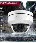 IP66 weatherproof PTZ dome camera against rain with smart features for Rock Solid 10X Zoom 5MP PTZ POE Dome Camera System Bundle.
