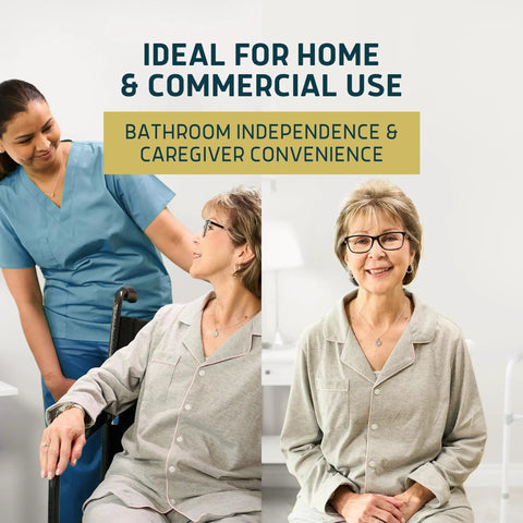 Premium Quality No Sweat Commode Liners Ultra Absorbent Jasmine Scent Bags in use for bathroom independence and caregiver convenience.