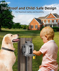 Child and dog near Outdoor GFCI Outlet Kit With Weatherproof In Use Cover And Metal Box, 1 Gang, 20 Amp Self Test Receptacle